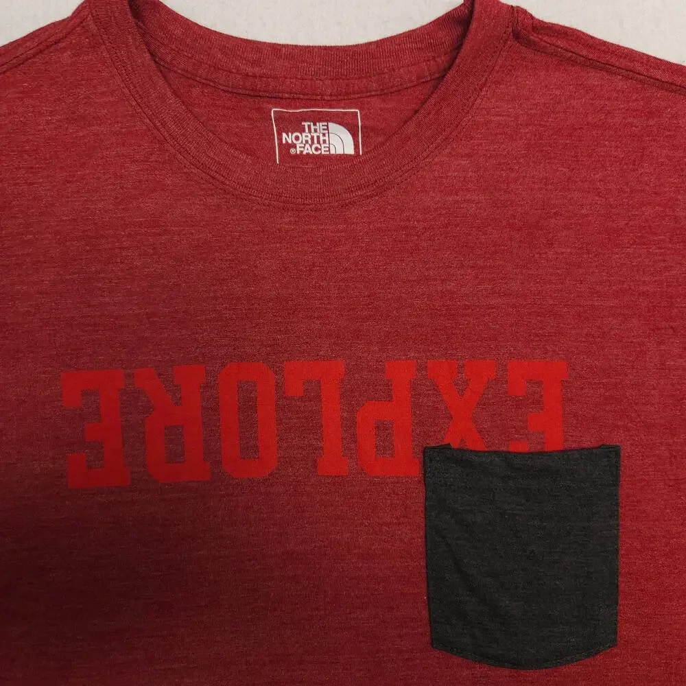 The North Face Explore Short Sleeve Crew Neck Graphic T-Shirt Mens Size M Red